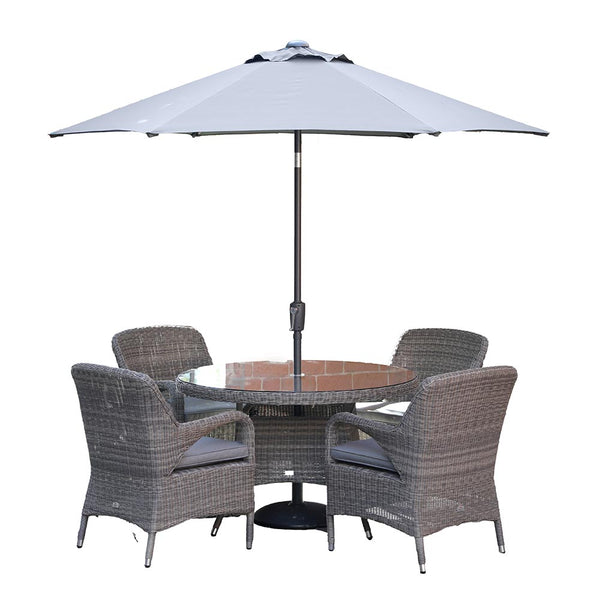 Supremo Verona 4-Seat Dining Set with 120cm Round Table, 2.5m Parasol & Base image 7
