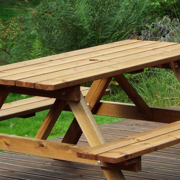 Charles Taylor Six Seater Rectangular Wooden Picnic Table (Requires Assembly) image 2