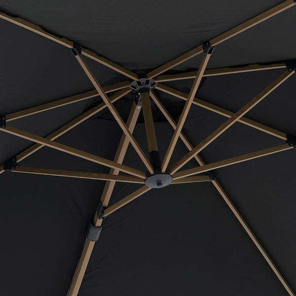 Bramblecrest Chichester 3m x 3m Square Cantilever Wood Effect Parasol in Grey with Granite Base &amp; Cover image 2
