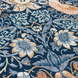 Morris & Co Strawberry Thief Piped Outdoor Cushion, 50 x 50cm - Indigo image 3