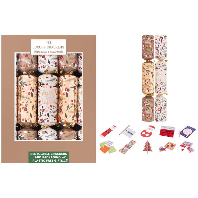Harvey &amp; Mason 10 Luxury Merry Xmas Crackers image 0