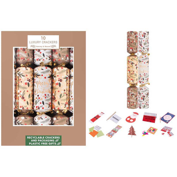 Harvey &amp; Mason 10 Luxury Merry Xmas Crackers image 0