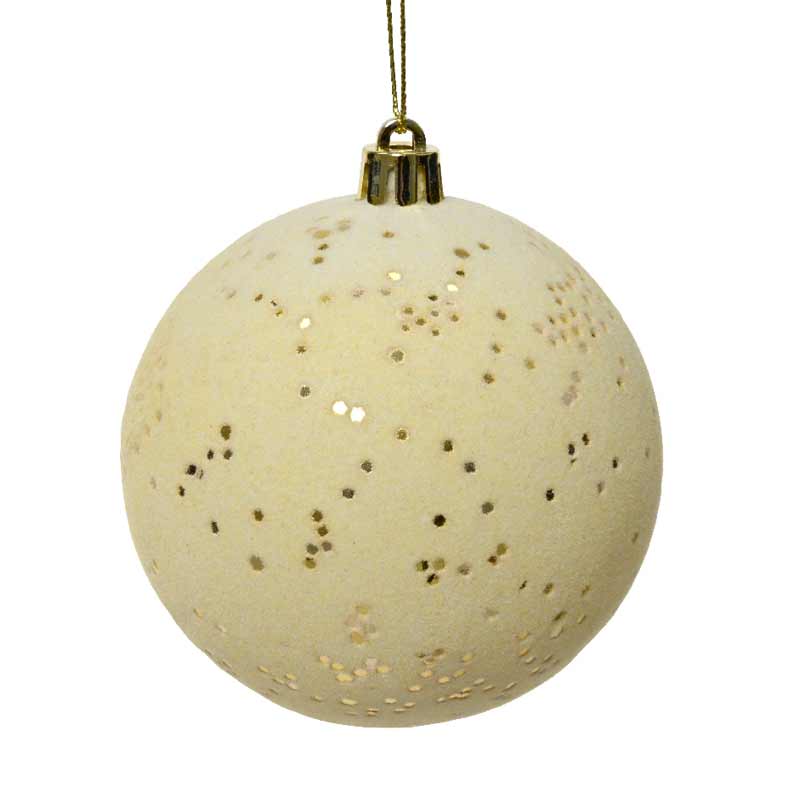 Decoris Shatterproof Flocked Bauble in Wool White image 0