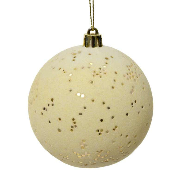 Decoris Shatterproof Flocked Bauble in Wool White image 0