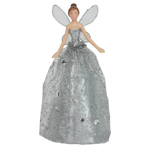 Gisela Graham Silver Sparkling Tree Top Fairy image 0
