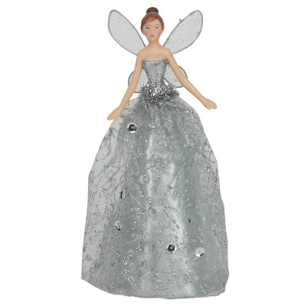 Gisela Graham Silver Sparkling Tree Top Fairy image 0