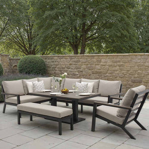 Bramblecrest Zurich L-Shape Modular Sofa Set in Anthracite with Height-Adjustable Table (Long Right) image 0
