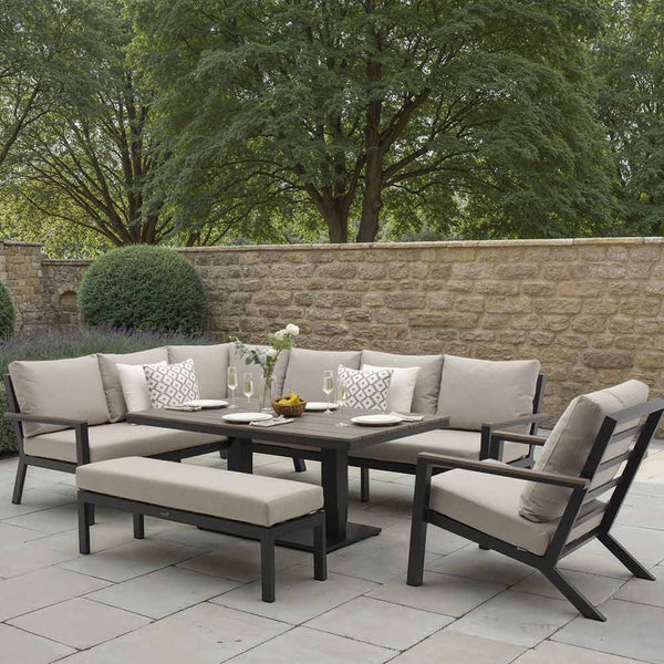Bramblecrest Zurich L-Shape Modular Sofa Set in Anthracite with Height-Adjustable Table (Long Right) image 0