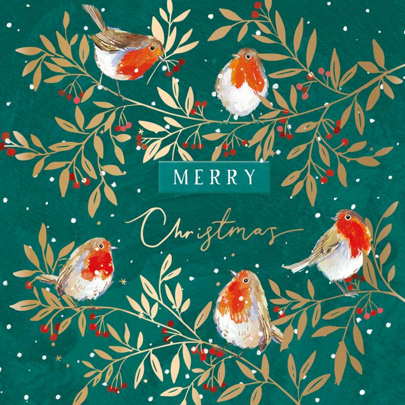 Ling Design Small Premium Cards - Christmas Robins (Pack of 10) image 0