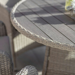 Bramblecrest Tetbury 6 Seat Garden Dining Set in Nutmeg with Round Table, Parasol &amp; Base image 3