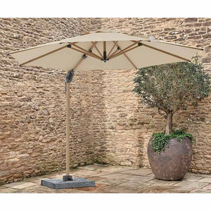 Bramblecrest Chichester 3m Round Cantilever Wood Effect Parasol in Sand with Granite Base &amp; Cover image 1