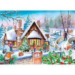 House of Puzzles Snowy Cottage Big 250 Piece Jigsaw Puzzle image 0