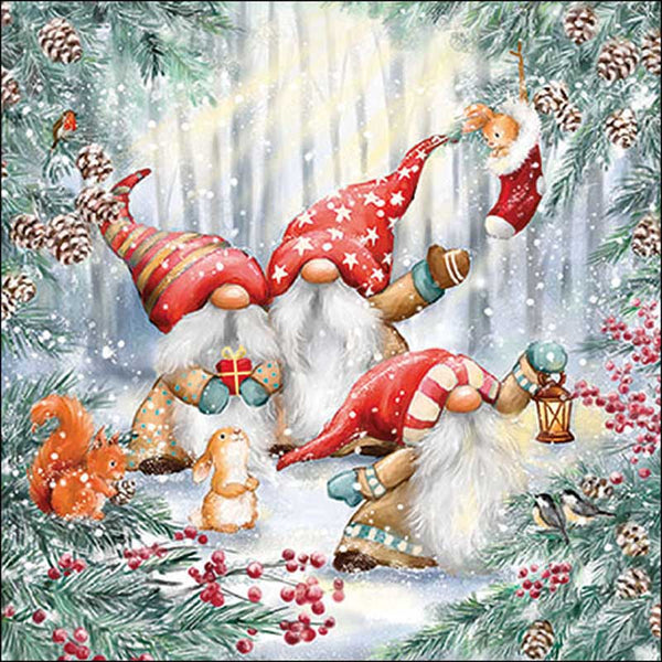 Ambiente Paper Napkins - Gnomes in Snowy Forest (Pack of 20) image 0