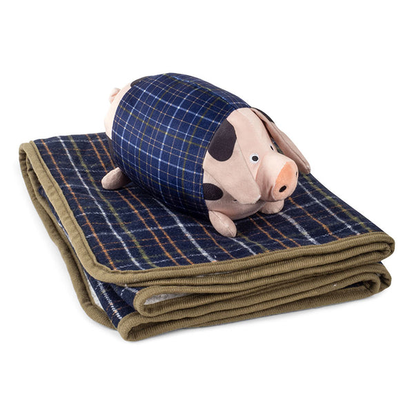 Zoon 'Pig in Blanket' Toy with Navy Comforter image 1
