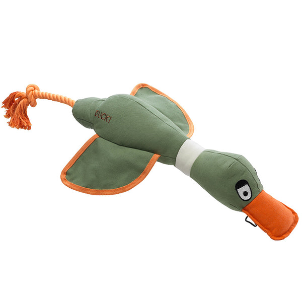 House of Paws Duck Canvas Thrower Dog Toy - Khaki, Large image