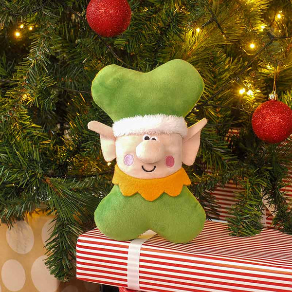 Zoon Squeaky Elf Bone Plush Dog Toy image 1
