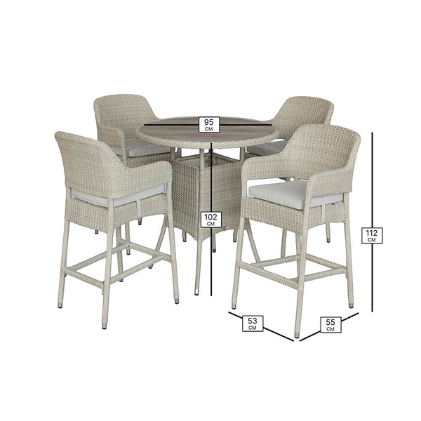 Bramblecrest Tetbury Round 4 Seat Garden Bar Set in Nutmeg Rattan image 12