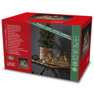 Konstsmide LED Wooden House Silhouette with Snowman and Boy image 3