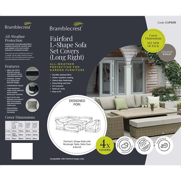 Bramblecrest Covers for Fairford L-Shape Rectangular Corner Sofa Set, Long Right image 1