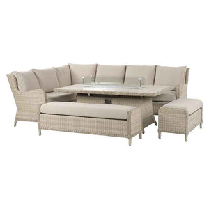 Bramblecrest Chedworth L-Shape Sofa in Sandstone Rattan with Firepit Table &amp; 2 Benches image 6