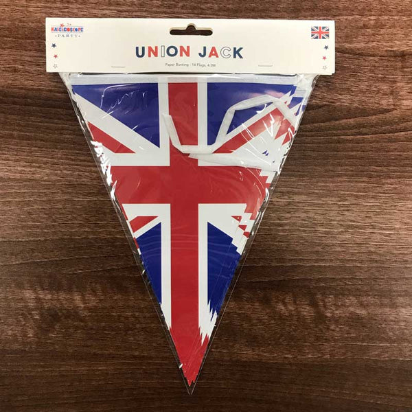Union Jack Paper Bunting with 14 Triangular Linked Flags image 1