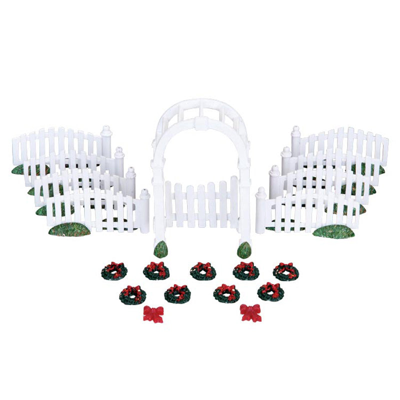 Lemax Arbor &amp; Picket Fences with Decorations (Set of 20) image 0