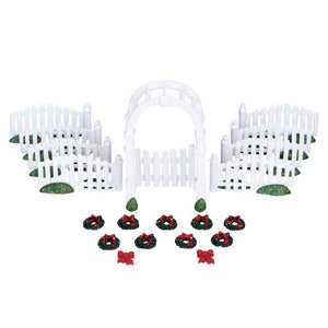 Lemax Arbor &amp; Picket Fences with Decorations (Set of 20) image 0