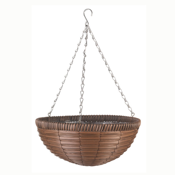 Smart Garden Chestnut Faux Rattan Hanging Basket (14-inch) image 1
