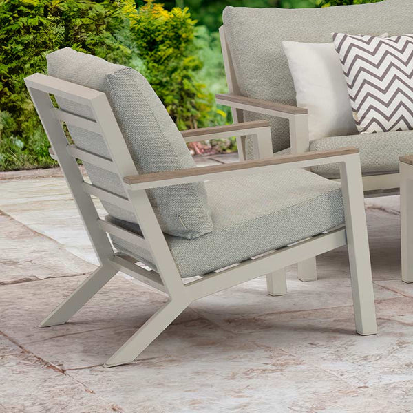 Bramblecrest Zurich Garden Lounge Set in Mocha with Rectangular Tree-Free Teak Coffee Table image 3
