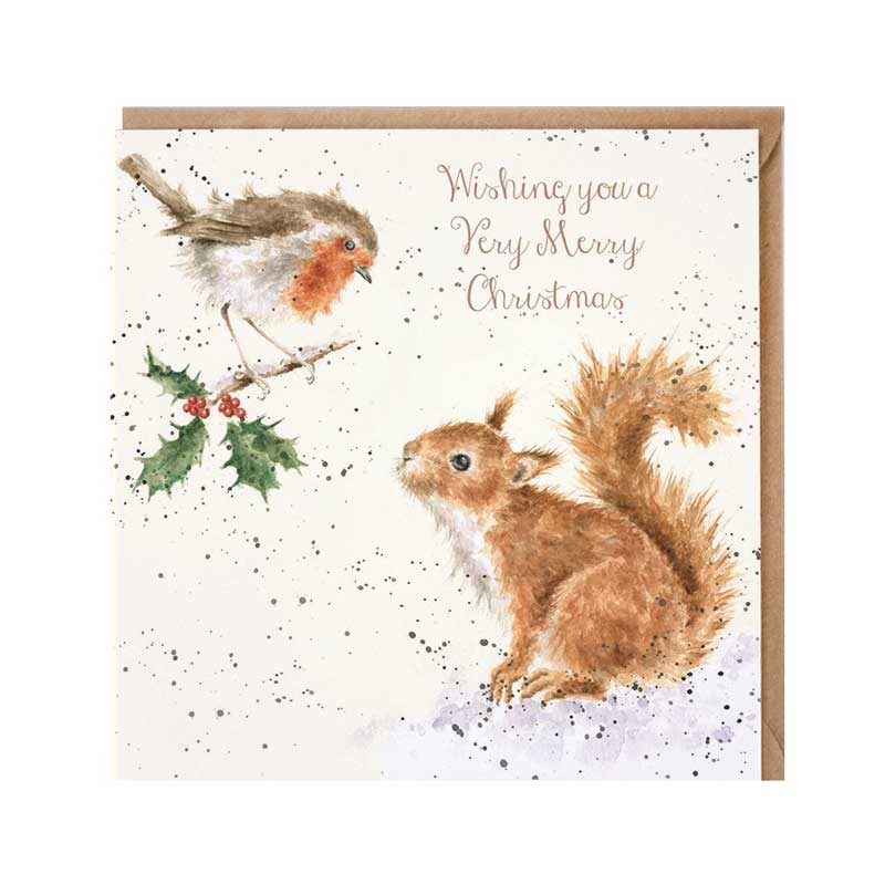 Wrendale Designs Robin & Squirrel Christmas Card image 0