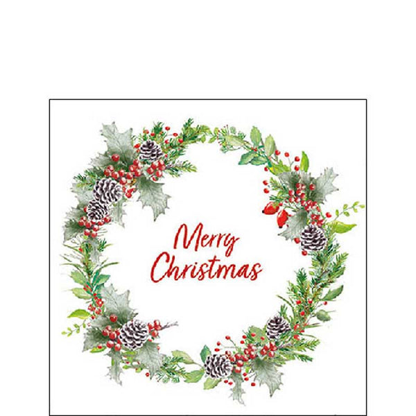Ambiente Paper Cocktail Napkins - Holiday Wreath (Pack of 20) image 0