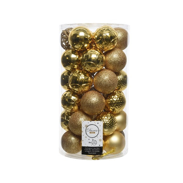 Decoris Shatterproof Baubles in Gold (Pack of 37) image 0