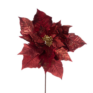 Floralsilk Glitter Poinsettia Stem (58cm) image 0
