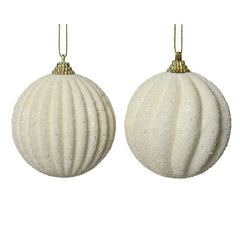 Decoris Foam Bauble with Glitter Beads in Wool White (Assorted Designs) image 0