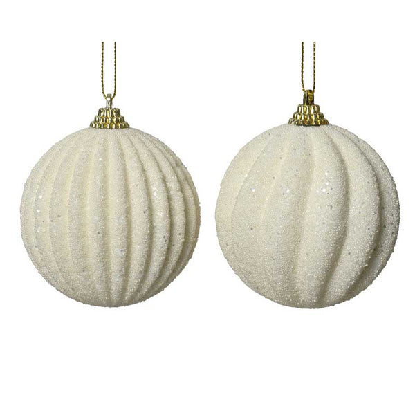Decoris Foam Bauble with Glitter Beads in Wool White (Assorted Designs) image 0
