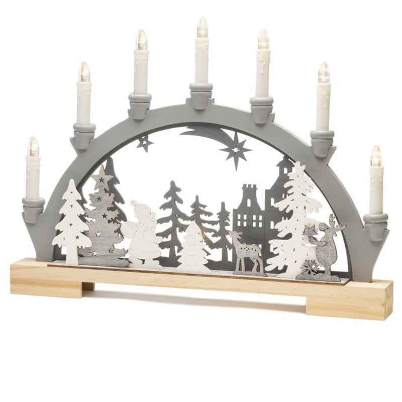 Konstsmide LED Wooden Silhouette with 7 Candles - Santa and Rudolf image 0