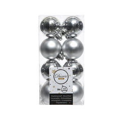 Decoris Shatterproof Baubles in Silver (Pack of 16) image 0