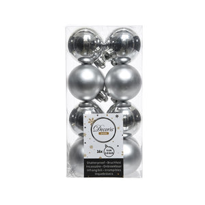 Decoris Shatterproof Baubles in Silver (Pack of 16) image 0