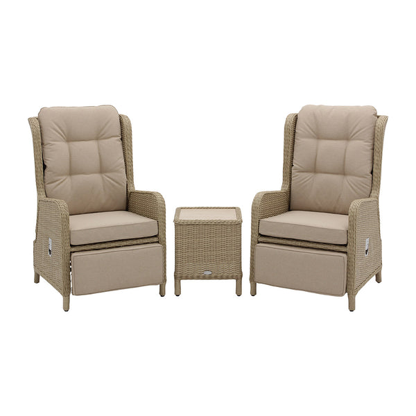 Bramblecrest Chedworth Deluxe 2 Seat Recliner Set in Sandstone Rattan with Integrated Footrests image 6
