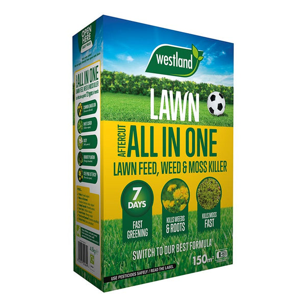 Westland Aftercut All in One Lawn Feed, Weed & Moss Killer (150m2) image 0