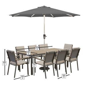 Bramblecrest Zurich 8 Seat Rectangular Dining Set with Parasol &amp; Base image 5