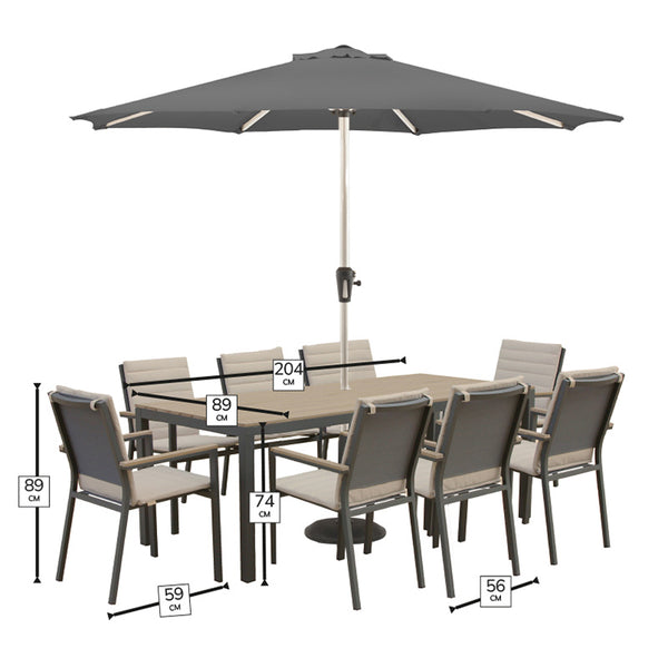 Bramblecrest Zurich 8 Seat Rectangular Dining Set with Parasol &amp; Base image 5
