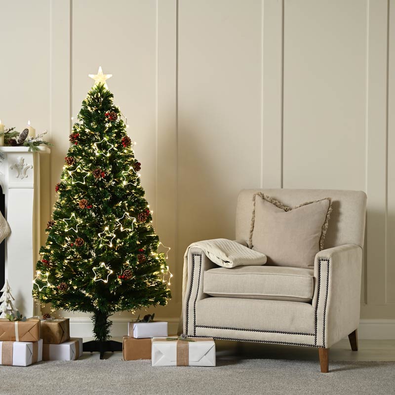 Festive Dewdrop Star Fibre Optic Christmas Tree - 5ft image 0