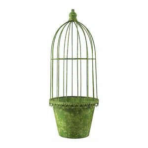 Fallen Fruits Aged Metal Green Flower Pot with Cloche image 2