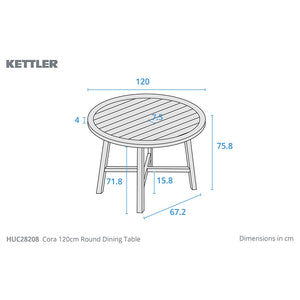 Kettler Cora 4 Seat Round Wooden Dining Set with 2.5m Parasol & 15kg Base image 13