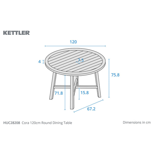 Kettler Cora 4 Seat Round Wooden Dining Set with 2.5m Parasol & 15kg Base image 13
