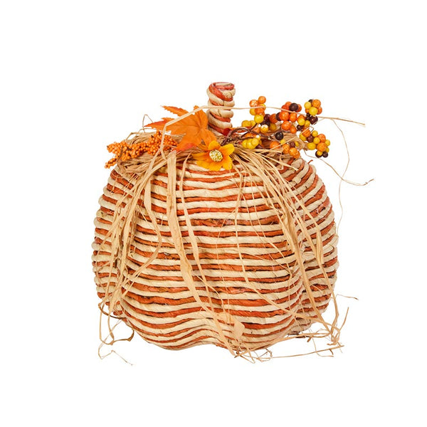 Stripped Extra-Large Raffia Pumpkin image 1