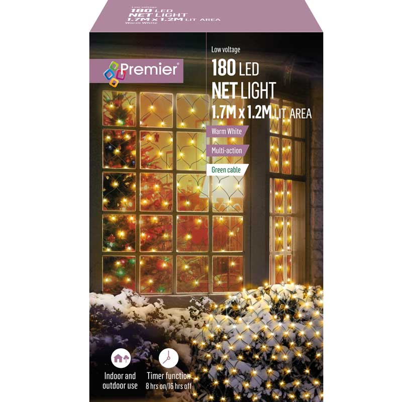 Premier 180 Multi-Action LED Net Lights - Warm White image 0