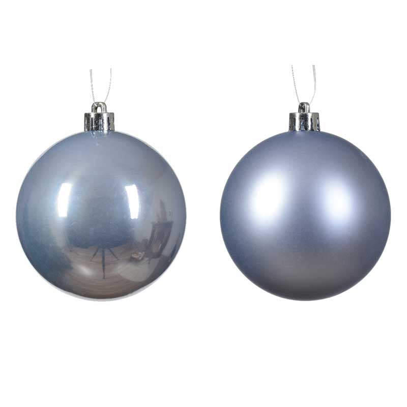 Decoris Shatterproof Baubles in Hazy Blue (Pack of 6) image 0