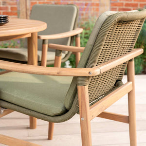 Kettler Meadow 4-Seat Wood & Rope Dining Set with 120cm Round Table, 3m Parasol & Base image 2
